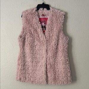 Bernardo Collection Vest Womens Pink faux Fur Snap Front Plush Shaggy in Size L